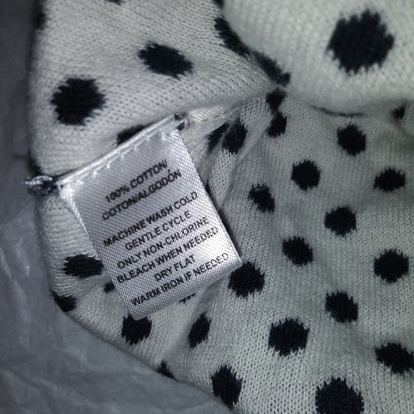 LOFT | Polka Dot Crewneck Back Zip  Sweater Size Small Navy & White - Picture 8 of 10